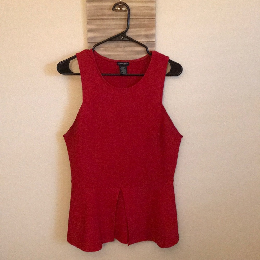 Red Sleeveless Peplum Top